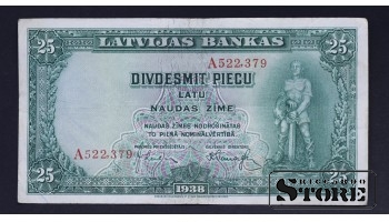 БАНКНОТА , ЛАТВИЯ , 25 ЛАТ 1938 ГОД - A522379