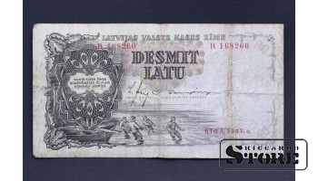 БАНКНОТА , ЛАТВИЯ , 10 ЛАТ 1937 год - R 168260