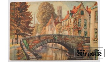 Vintage postcard Bridge over the canal. 20th century # NT244