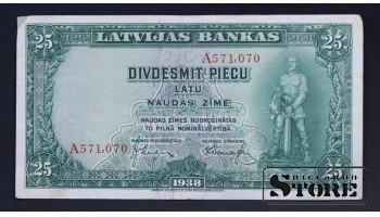 БАНКНОТА , ЛАТВИЯ , 25 ЛАТ 1938 ГОД - A571070