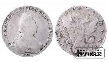 РОССИЙСКАЯ ИМПЕРИЯ Серебряный рубль "Екатерина II (СПБ)" 1792 C # 67c