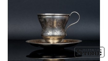 Silver cup and saucer 193 g, 84 standart