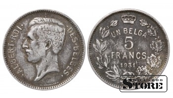 Бельгия, 5 франков, 1931, никель