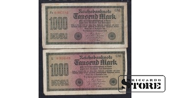 Germany, Set of 2 banknotes, 1000 Mark, F