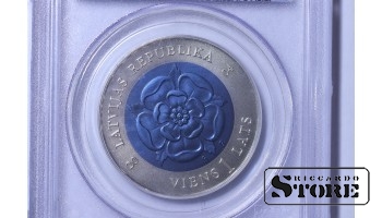 Латвия, 1 лат, Монета Времени, 2004, серебро, ниобий PCGS MS69