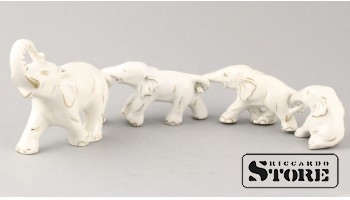 Stautette, Family of elephants, porcelain, Riga, Riga porcelain factory, 1970s, Length 3.10 cm.