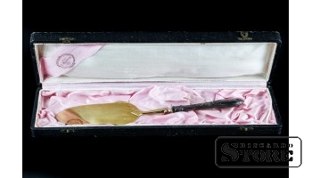 Серебряная ложка для торта в коробке, 875 проба, Латвия CSA773