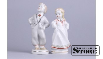 Статуэтка, Танцоры, фарфор, Рига ,Рижская фарфоровая фабрика, 50-е годы, 13см