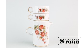 Кофейный набор "Вецрига", фарфор, Рига, Рижский фарфоровый завод, автор формы Левон Агаджанян, 70е годы, третий сорт