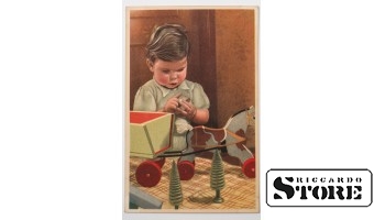 Винтажная открытка Мальчик с игрушками 20 в. #NT338