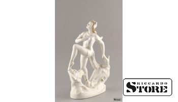 Статуэтка, фарфор , Девушка-кошка, Вербилки, 24 см