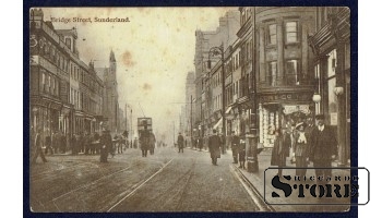Sena angļu pastkarte Sunderland. Tilta iela