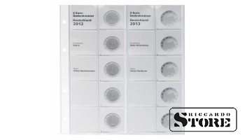 Illustrated karat sheet for commemorative 2-euro coins from the “Federal States of Germany” series: 2012-2013 Bavaria / Baden-Württemberg.