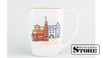 Кружка для минеральной воды с изображением панорамы Риги, Рига, Рижский фарфоровый завод, 70е годы, первый сорт