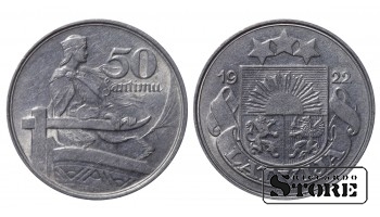 1922. gada Latvijas monēta, Niķelis 50 santīmi  KM# 6 #LV4121