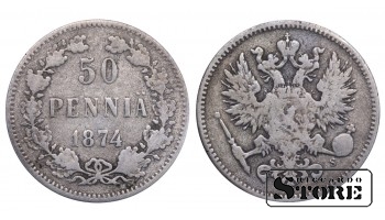 1874 Finland Emperor Nicholas II (1895 - 1917) Coin Coinage Standard 50 pennia KM#2 #F411
