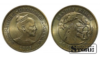 Дания, 20 крон, 2005, Церковь Ландет, остров Тасинге, Алюминиевая бронза