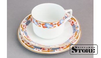 Кофейное трио, фарфор, Рига, фабрика М.С. Кузнецова, 1920-1931