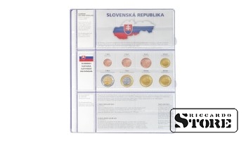 Iliustruotas lapas iš „EURO COLLECTION“ serijos: 3 eurų monetų komplektai Slovakijoje.