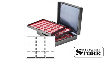 NERA XL case with 3 inserts covered in light red velvet for storing 27 slabbed coins sized 63x85 mm from American grading companies