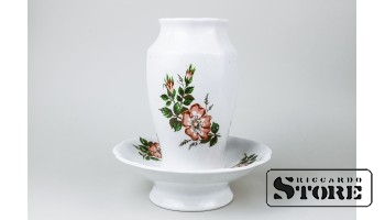 Фарфор , Ваза и Тарелка, Рига, Рижская фарфоровая фабрика , 17 CM  Ø 18 CM
