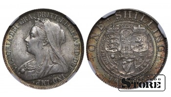 Apvienotā Karaliste, 1 šillings, 1897. gads, NGC MS 63