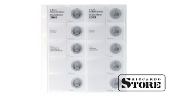 Illustrated karat sheet for commemorative 2-euro coins from the “Federal States of Germany” series: 2008-2009 Hamburg / Saar.