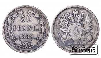 1889 Finland Emperor Nicholas II (1895 - 1917) Coin Coinage Standard 50 pennia KM#2 #F399