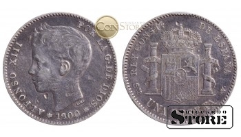 Испания , 1 песета 1900 год , Серебро 5 г (Король Альфонсо XIII (1886 - 1931)