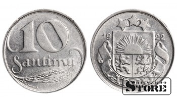 1922 Latvian Coin Nickel Coinage Rare First Republic 10 Santimu KM#4 #LV853