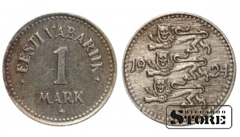 1924 Estonia Coin Nickel-Bronze Coinage Rare 1 mark KM# 1a #EST2307