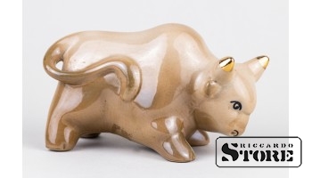 Статуэтка, Бык, фарфор, Рига, Рижская фарфоровая фабрика, 1980 годы , 7,0 см