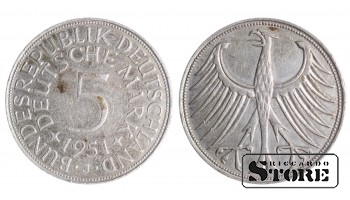1951 West Germany Deutschland Coin Silver Coinage Rare "5 Mark" KM# 112 #G1575