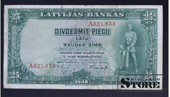 BANKNOTE , LATVIA , 25 LATI 1938 GADS - A621833