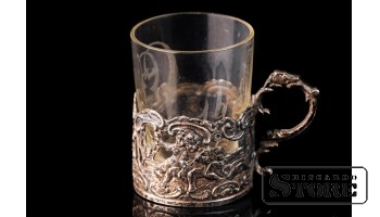 Подстаканник со стаканом, серебро, 1912 год, 13 гр. CSA1092