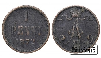 Император Александр II, Финляндия, 1 пенни, 1872. год, медь