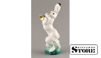 Figūriņa, Zaķis ar trompeti, porcelāns, СССР, Ļeņingradas porcelāna rūpnīca, 17 cm