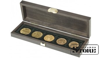 CARUS S naturaalpuust karp 5 ruudukujulise lahtriga müntidele/mündikapslitele kuni 40 mm välisläbimõõduga