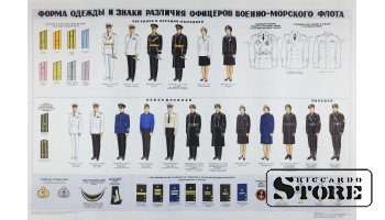 Плакат "Форма одежды и знаки различия офицеров военно-морского флота" 92x61 см CSP108