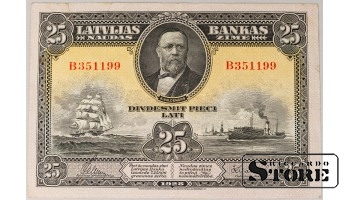 Latvia 25 latu 1928 VF+ B351199