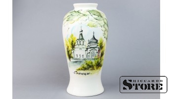 Ваза с изображением города "Сланцы", фарфор, СССР, середина 20го века, 23.5 cm,CSA952