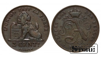 Бельгия, 2 цента, 1912, медь