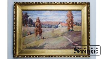 Живопись, Осенний пейзаж , Эдуард Эмстиньш , 39 x 26 см