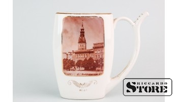 Кружка для минеральной воды с изображением панорамы Риги, фарфор, Рига, Рижская фарфоро-фаянсовая фабрика, 60е годы, первый сорт