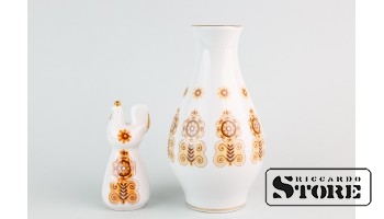 Ваза и солонка-петушок, фарфор, Рига, Рижский фарфоровый завод, 80е годы