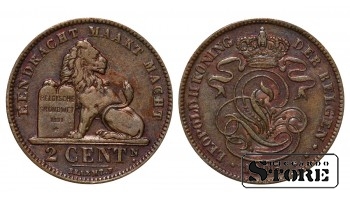 Бельгия, 2 цента, 1905, медь
