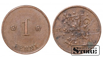 Финляндия, 1 пенни, 1919. год, медь