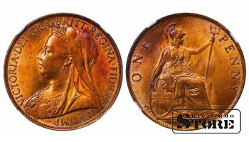 Ühendkuningriik, 1 penny 1901, Victoria “Veiled Head”, pronks, NGC MS 63 RB, KM#790