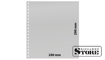 Transparent sheet with 1 pocket (240 x 290 mm) and a white interleaf.