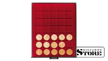 RAUCHGLAS Numismatic Box with 35 Square Compartments for Coins/Coin Capsules up to 36 mm